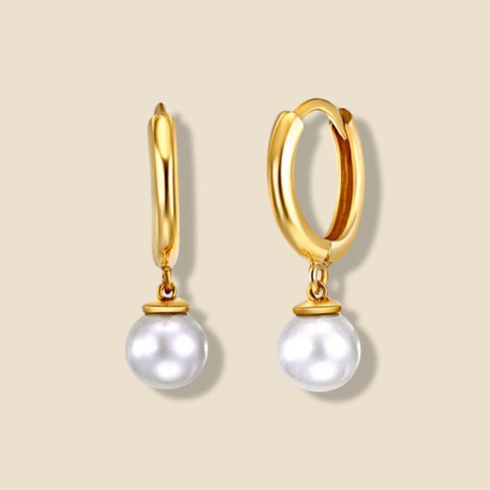 14k Real Gold Freshwater Cultured Pearl Dangle Earrings | Pearl Earrings |